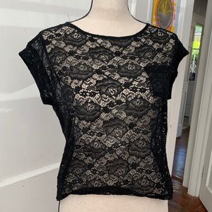 Black floral mesh H&M top